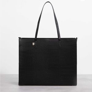 BEIS The Large Work Tote Black Croc